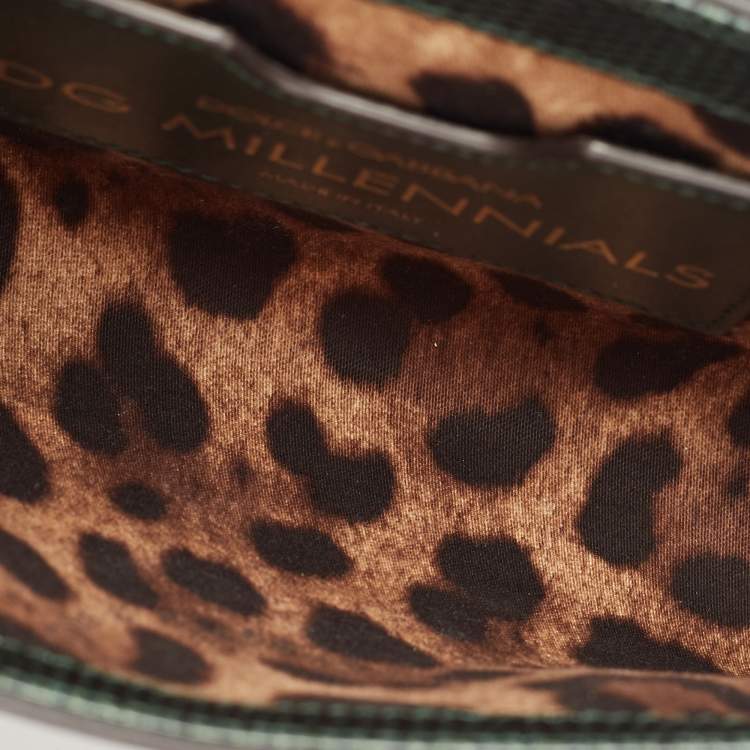 Pre Owned Dolce & Gabbana Green Lizard Embossed Leather DG Millennials Shoulder Bag