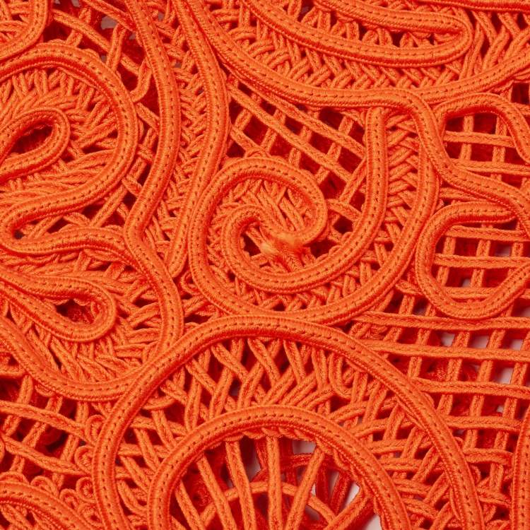 Pre Owned Dolce & Gabbana Orange Crochet Beatrice Shopper Tote