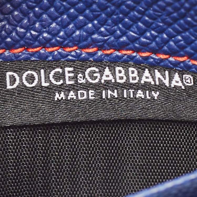 Pre Owned Dolce & Gabbana Red/Blue Printed Leather Card Holder