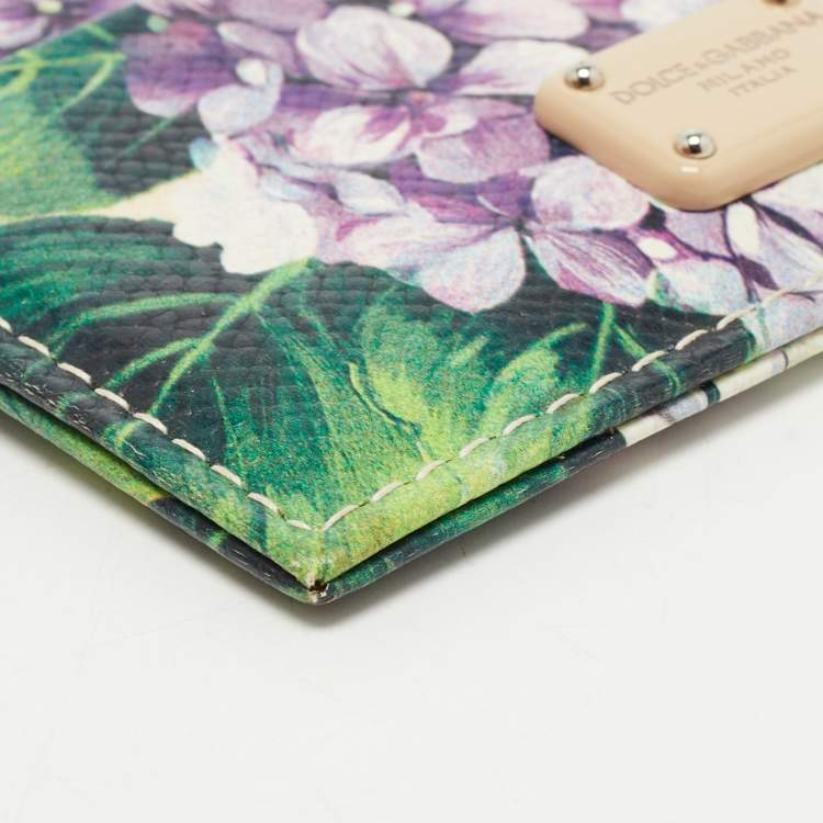 مملوكة مسبقًا Dolce & Gabbana Multicolor Floral Print Leather Card Holder