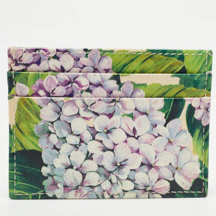 مملوكة مسبقًا Dolce & Gabbana Multicolor Floral Print Leather Card Holder