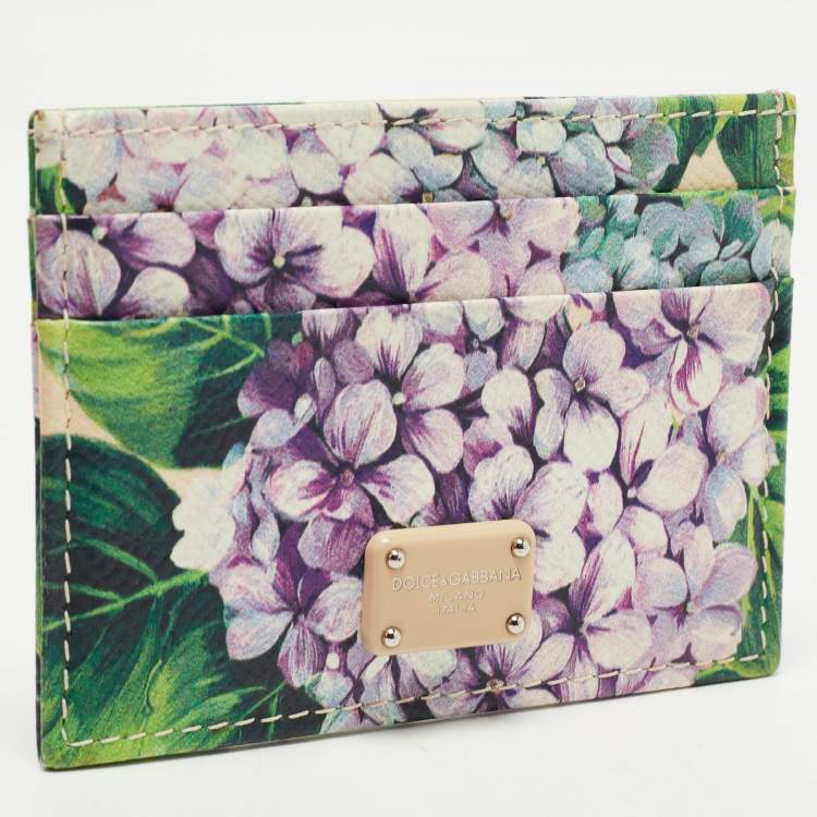 مملوكة مسبقًا Dolce & Gabbana Multicolor Floral Print Leather Card Holder