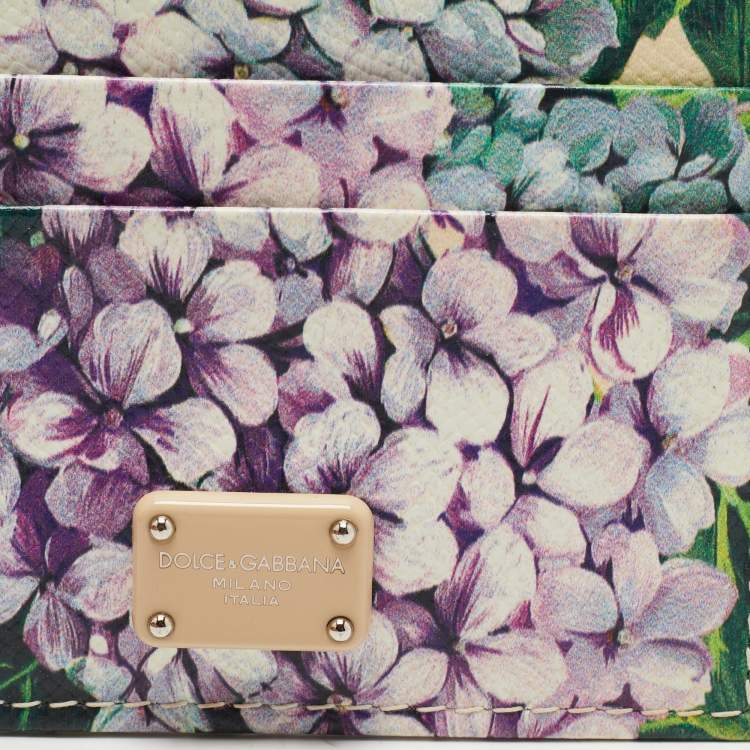 مملوكة مسبقًا Dolce & Gabbana Multicolor Floral Print Leather Card Holder