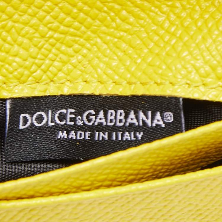 Pre Owned Dolce & Gabbana Yellow/White Lemon Print Leather Trifold Wallet