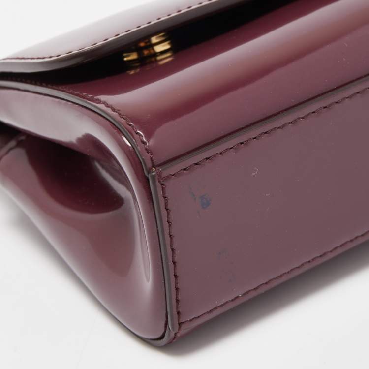 Pre Owned Dolce & Gabbana Burgundy Patent Leather Mini Miss Sicily Top Handle Bag