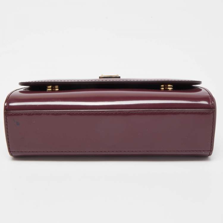 Pre Owned Dolce & Gabbana Burgundy Patent Leather Mini Miss Sicily Top Handle Bag