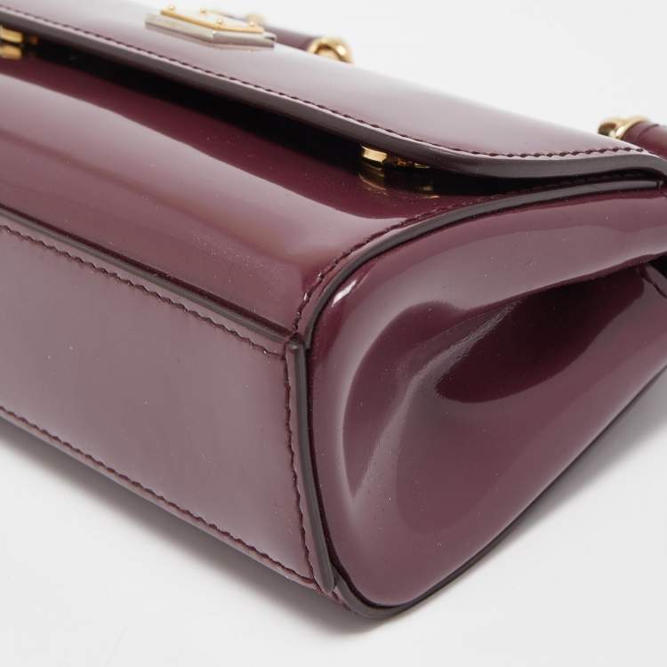 Pre Owned Dolce & Gabbana Burgundy Patent Leather Mini Miss Sicily Top Handle Bag