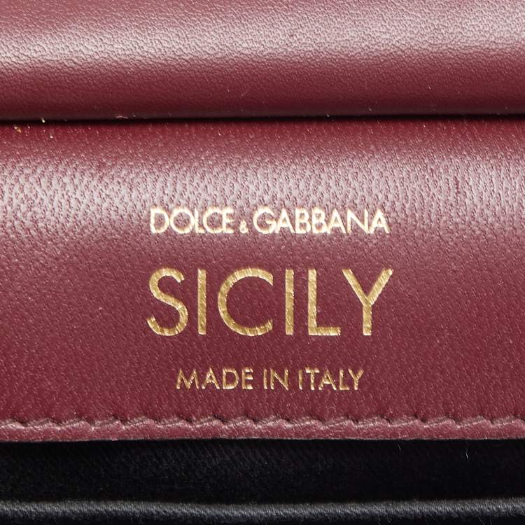 Pre Owned Dolce & Gabbana Burgundy Patent Leather Mini Miss Sicily Top Handle Bag