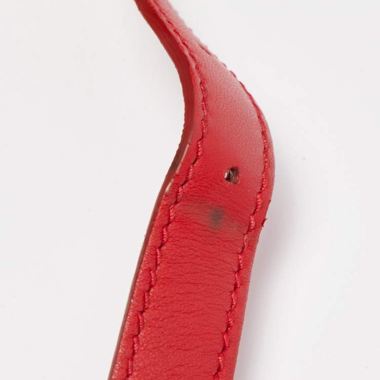Pre Owned Dolce & Gabbana Red Lace and Leather Large Miss Sicily Top Handle Bag