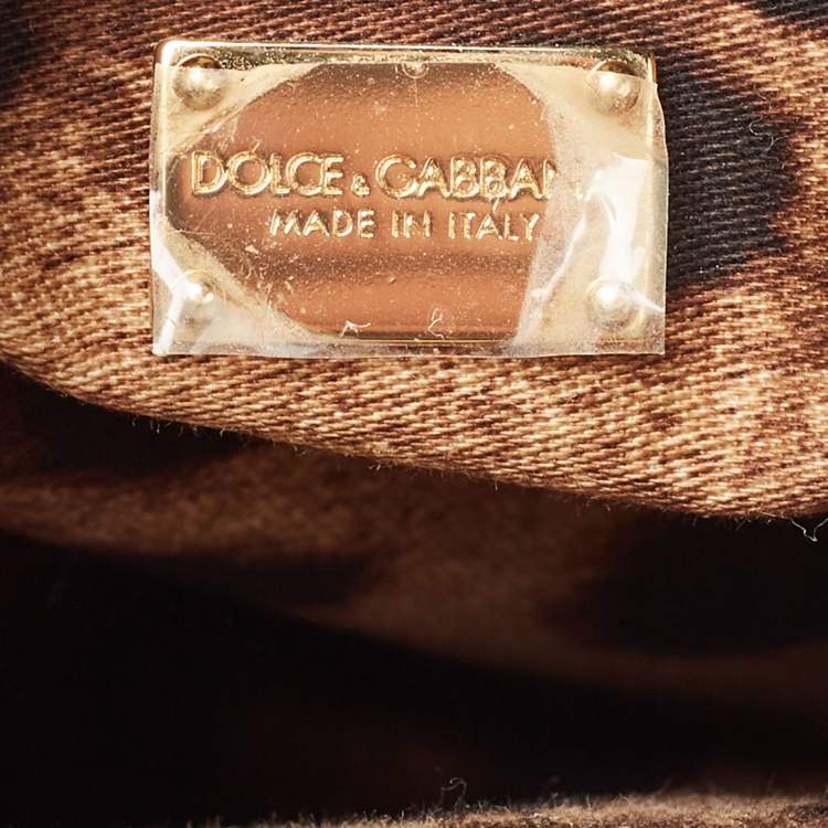 Pre Owned Dolce & Gabbana Orange Leather Glam Round Crossbody Bag
