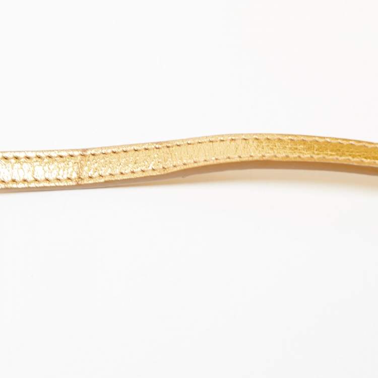 مملوكة مسبقًا Dolce & Gabbana Gold Leather Miss Sicily Von Wallet on Chain