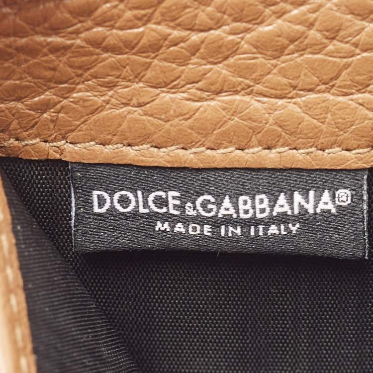 Pre Owned Dolce & Gabbana Beige Leather Padlock Wallet