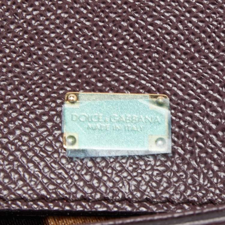 Pre Owned Dolce & Gabbana Burgundy Leather Large Miss Sicily Top Handle Bag