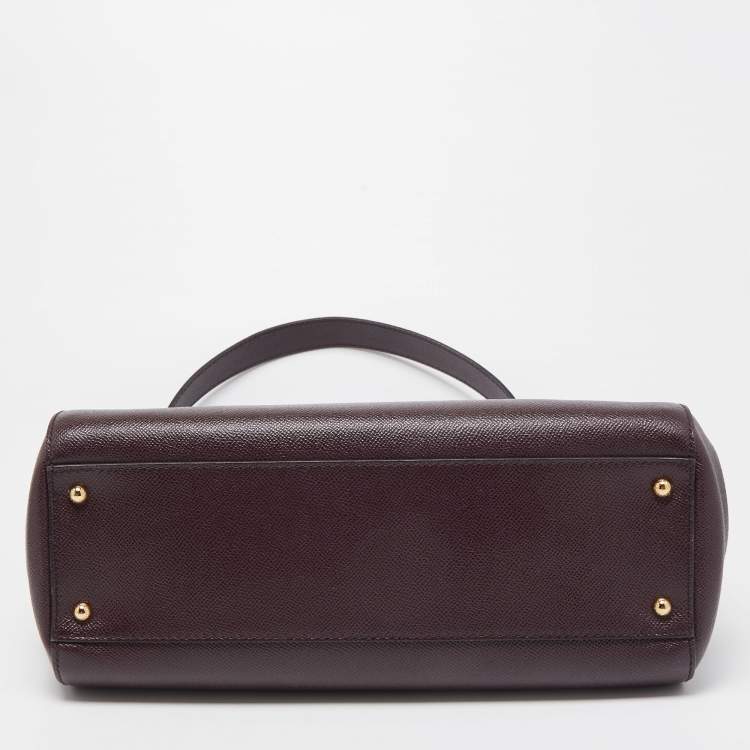 Pre Owned Dolce & Gabbana Burgundy Leather Large Miss Sicily Top Handle Bag