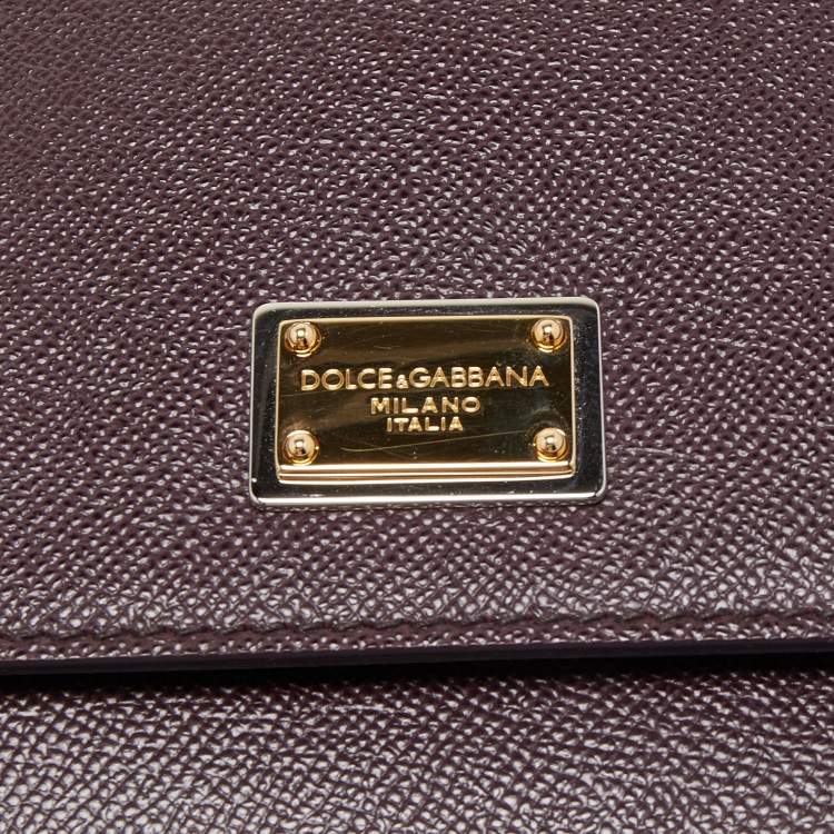 Pre Owned Dolce & Gabbana Burgundy Leather Large Miss Sicily Top Handle Bag