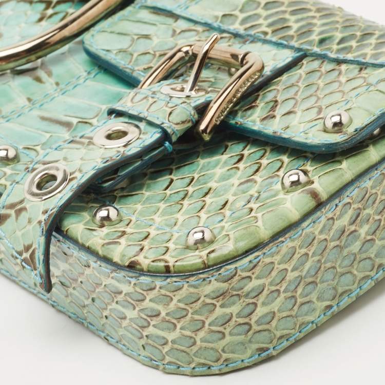 Pre Owned Dolce & Gabbana Green/Blue Python Chain Clutch