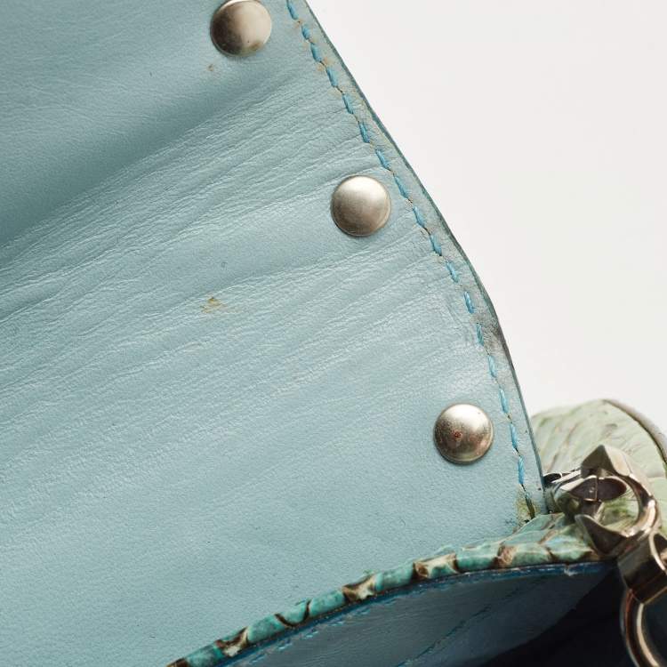 Pre Owned Dolce & Gabbana Green/Blue Python Chain Clutch