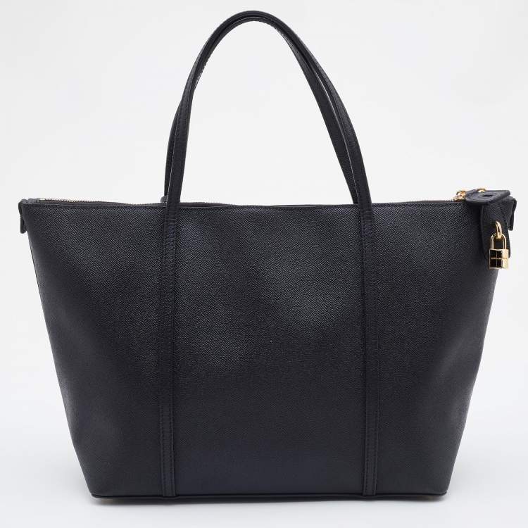 Pre Owned Dolce & Gabbana Black Leather Miss Escape Shopper Tote