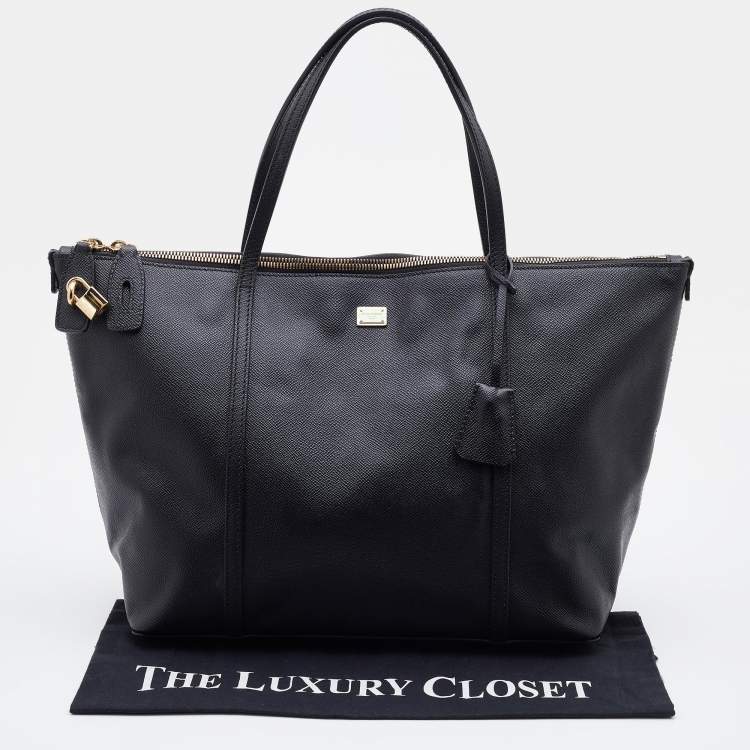 Pre Owned Dolce & Gabbana Black Leather Miss Escape Shopper Tote