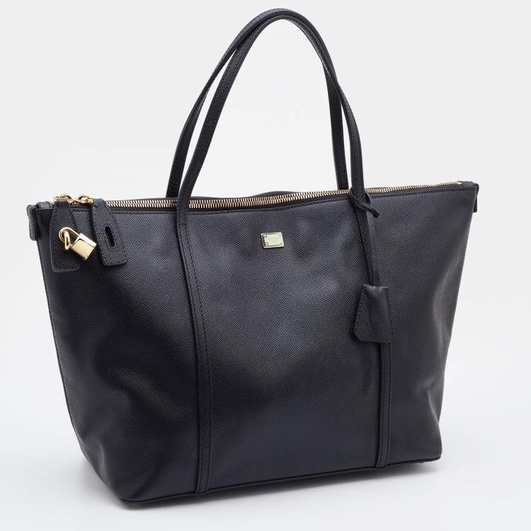 Pre Owned Dolce & Gabbana Black Leather Miss Escape Shopper Tote