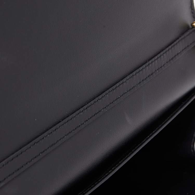 Pre Owned Dolce & Gabbana Black Lizard Embossed Leather DG Millennials Crystals Wallet on Chain