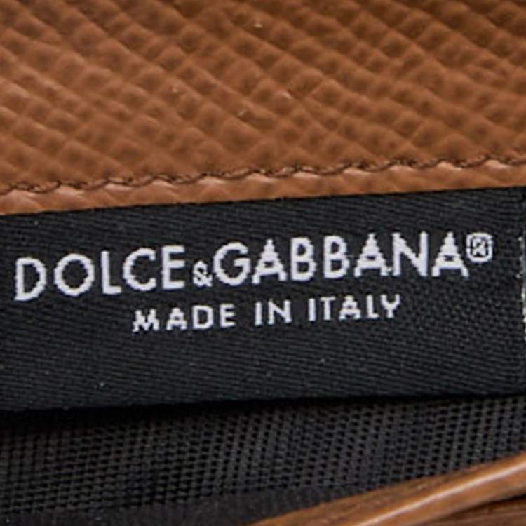 Pre Owned Dolce & Gabbana Beige Leather Trifold Wallet