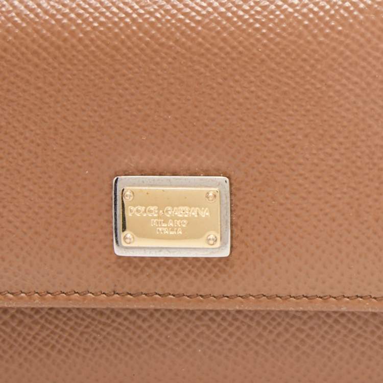 Pre Owned Dolce & Gabbana Beige Leather Trifold Wallet