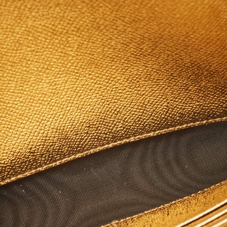 Pre Owned Dolce & Gabbana Gold Leather The Lovers Evening Chain Clutch