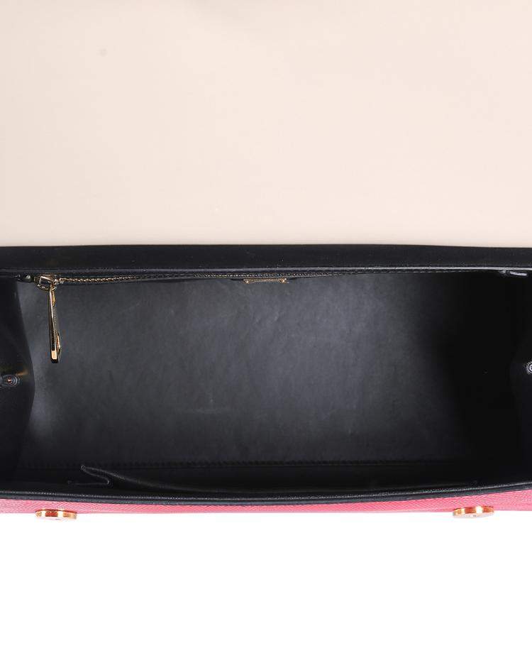 Pre Owned Dolce & Gabbana Beige/Red/Black Python & Lizard Leather Miss Sicly Bag