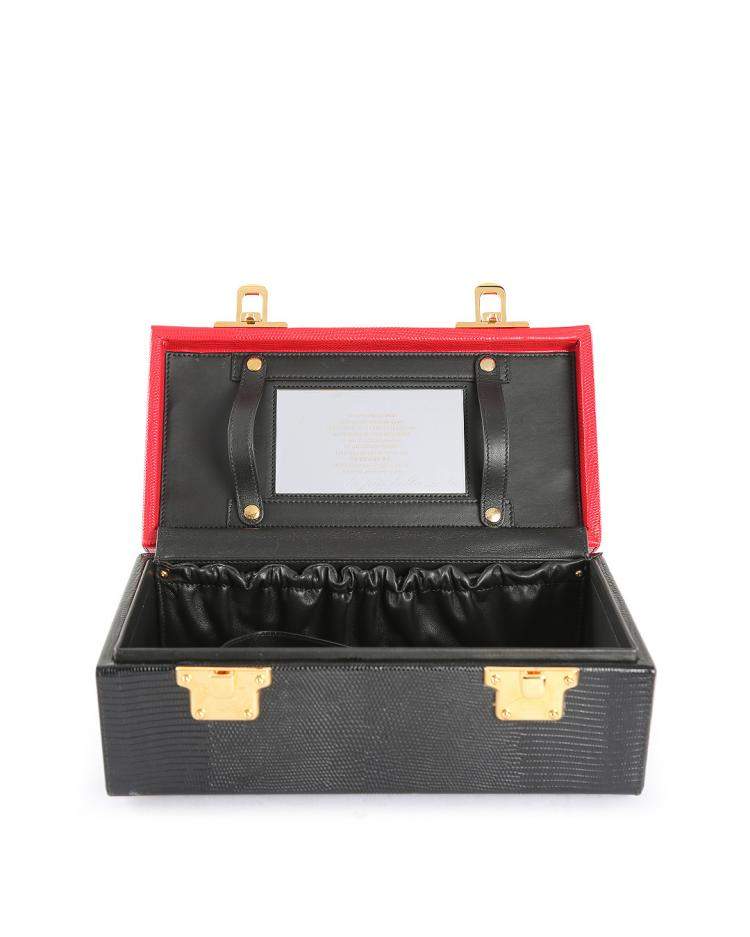 Pre Owned Dolce & Gabbana Beige/Red/Black Python & Lizard Leather Miss Sicly Bag