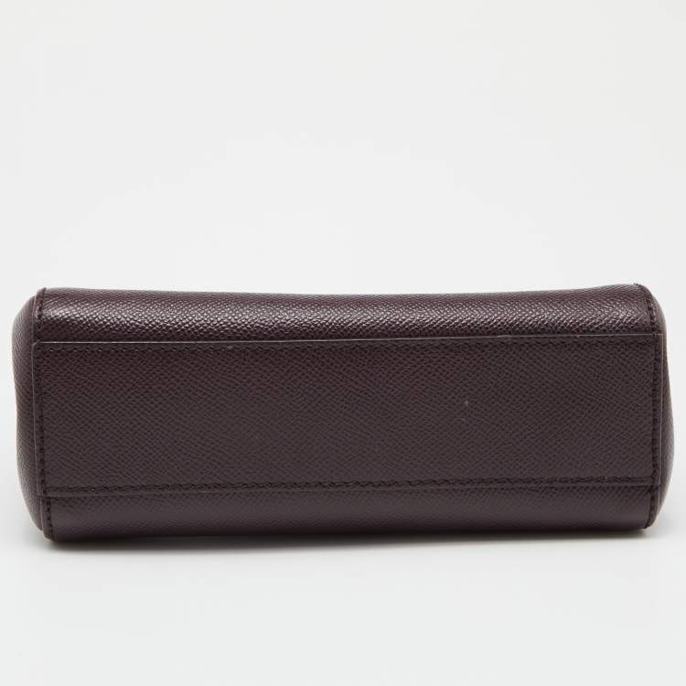 Pre Owned Dolce & Gabbana Burgundy Leather Small Miss Sicily Top Handle Bag