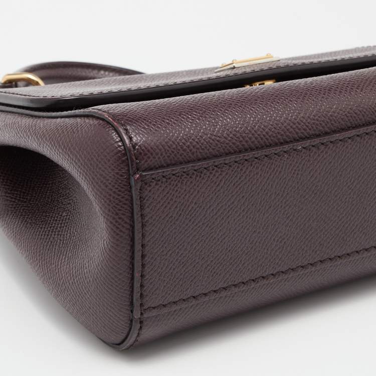 Pre Owned Dolce & Gabbana Burgundy Leather Small Miss Sicily Top Handle Bag