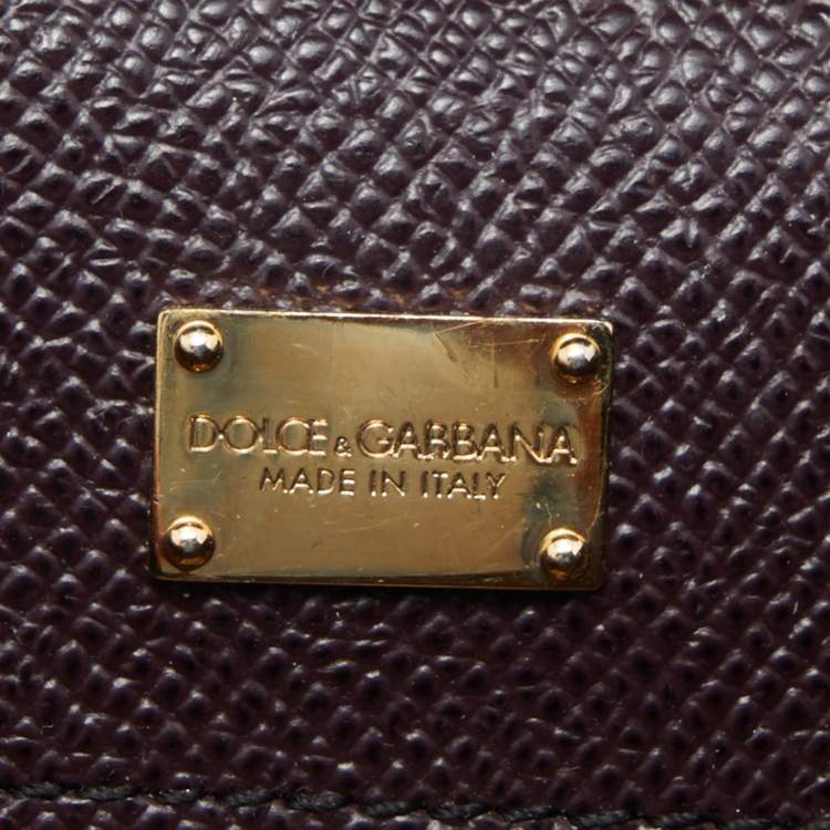 Pre Owned Dolce & Gabbana Burgundy Leather Small Miss Sicily Top Handle Bag