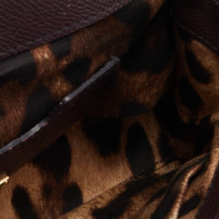 Pre Owned Dolce & Gabbana Burgundy Leather Small Miss Sicily Top Handle Bag