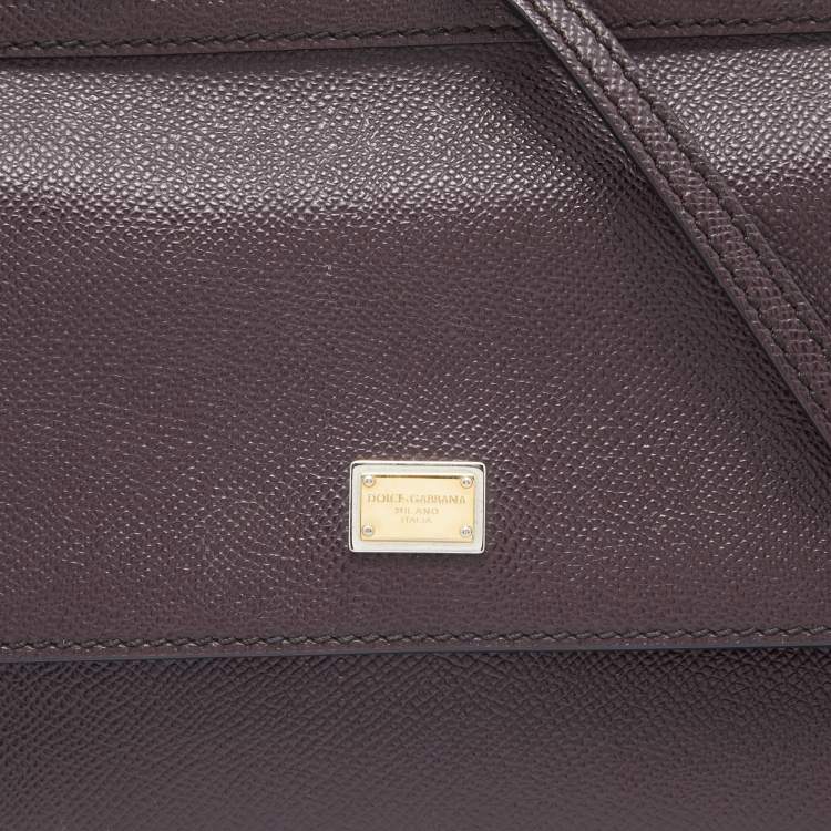 Pre Owned Dolce & Gabbana Burgundy Leather Small Miss Sicily Top Handle Bag