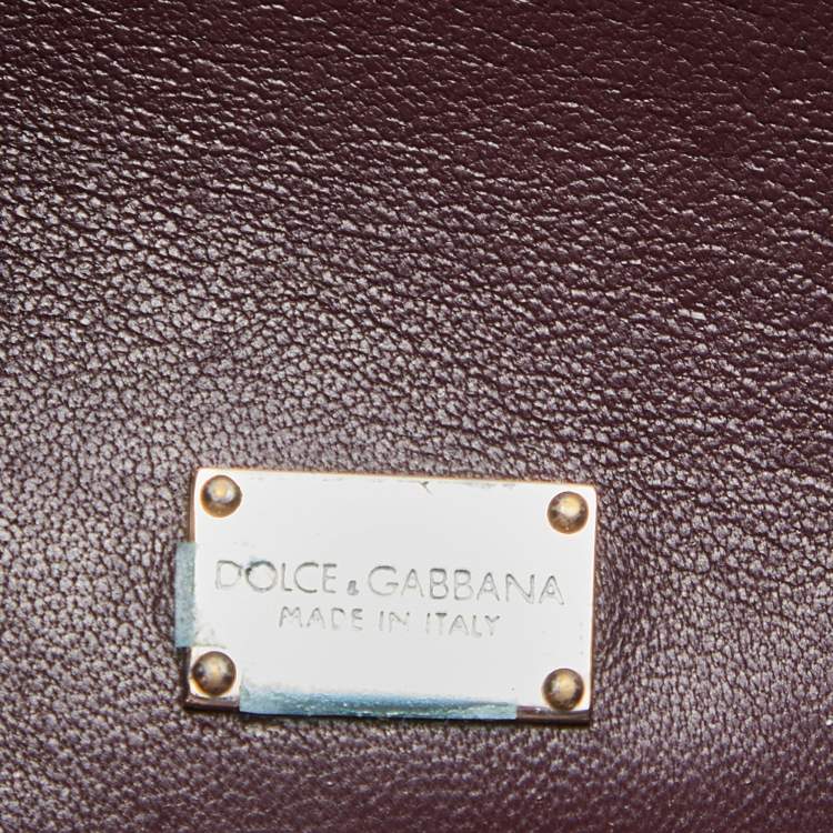 Pre Owned Dolce & Gabbana Burgundy Patent Leather Small Miss Monica Top Handle Bag