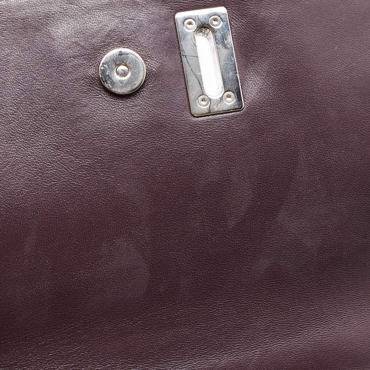 Pre Owned Dolce & Gabbana Burgundy Patent Leather Small Miss Monica Top Handle Bag