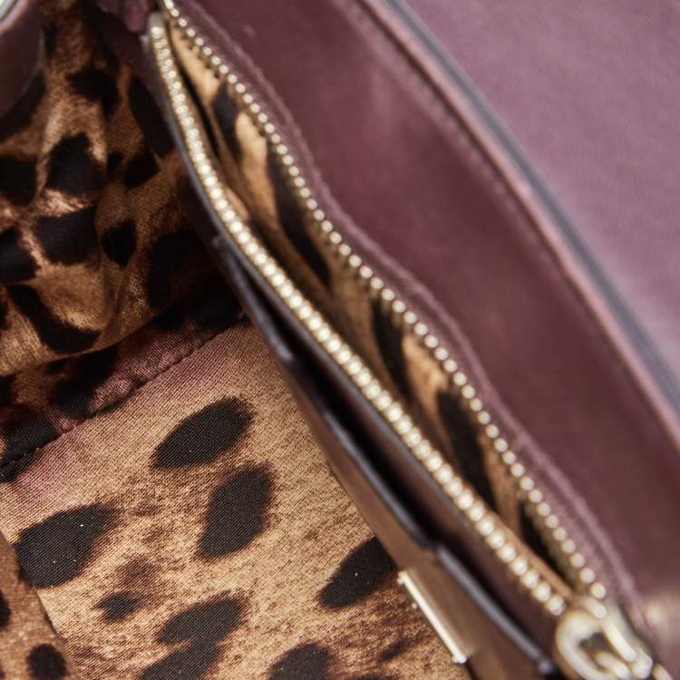 Pre Owned Dolce & Gabbana Burgundy Patent Leather Small Miss Monica Top Handle Bag