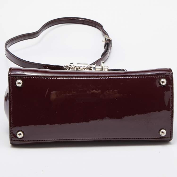 Pre Owned Dolce & Gabbana Burgundy Patent Leather Small Miss Monica Top Handle Bag
