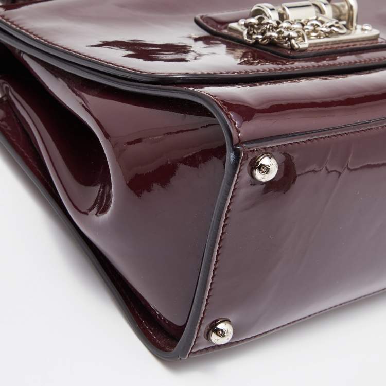 Pre Owned Dolce & Gabbana Burgundy Patent Leather Small Miss Monica Top Handle Bag