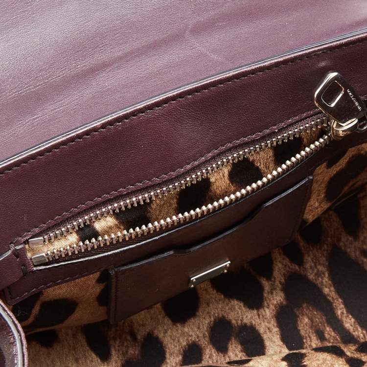 Pre Owned Dolce & Gabbana Burgundy Patent Leather Small Miss Monica Top Handle Bag