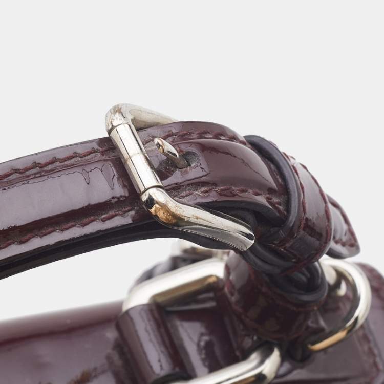 Pre Owned Dolce & Gabbana Burgundy Patent Leather Small Miss Monica Top Handle Bag