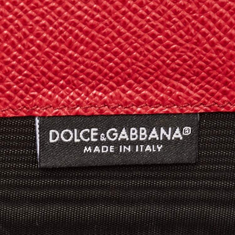 Pre Owned Dolce & Gabbana Red Leather Wallet On Chain