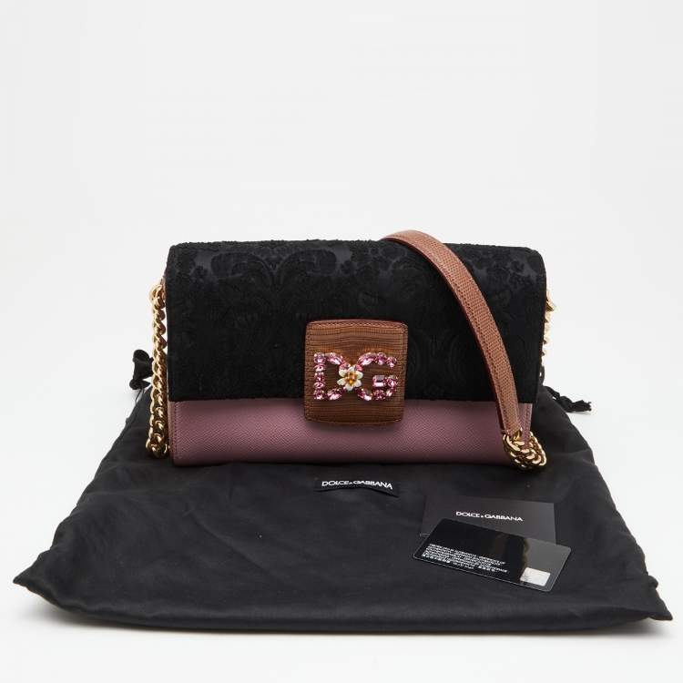 Pre Owned Dolce & Gabbana Tri Color Leather and Satin DG Millennials Shoulder Bag