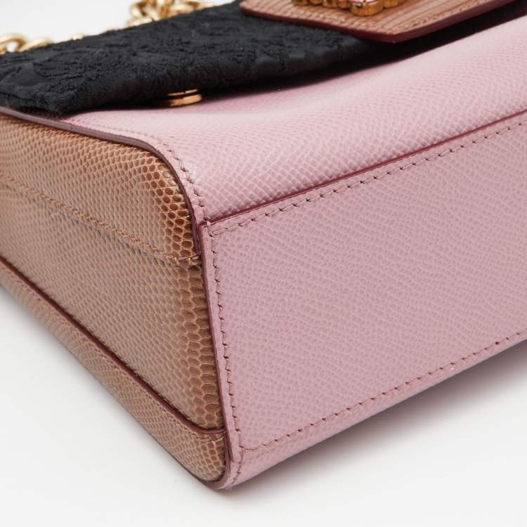 Pre Owned Dolce & Gabbana Tri Color Leather and Satin DG Millennials Shoulder Bag
