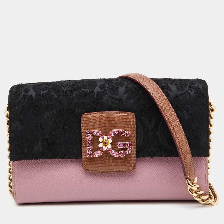 Pre Owned Dolce & Gabbana Tri Color Leather and Satin DG Millennials Shoulder Bag