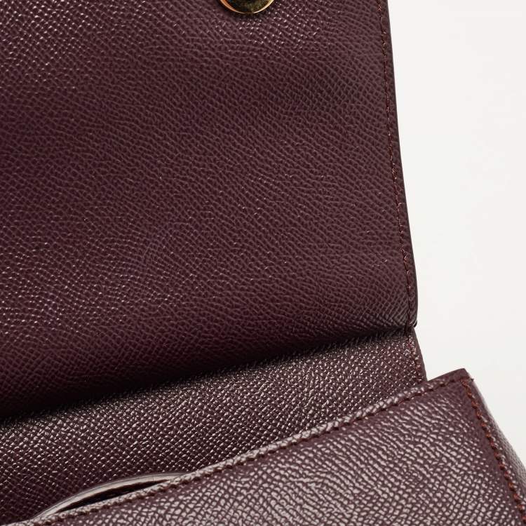 Pre Owned Dolce & Gabbana Burgundy Leather Medium Miss Sicily Top Handle Bag
