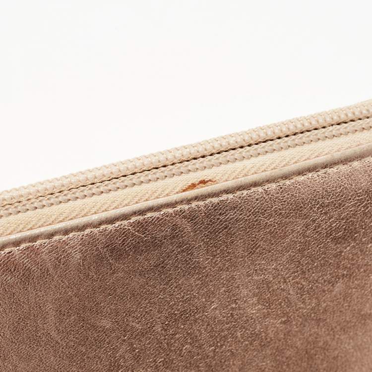 مملوكة مسبقًا Dolce & Gabbana Metallic Rose Gold Leather Zip Around Wallet