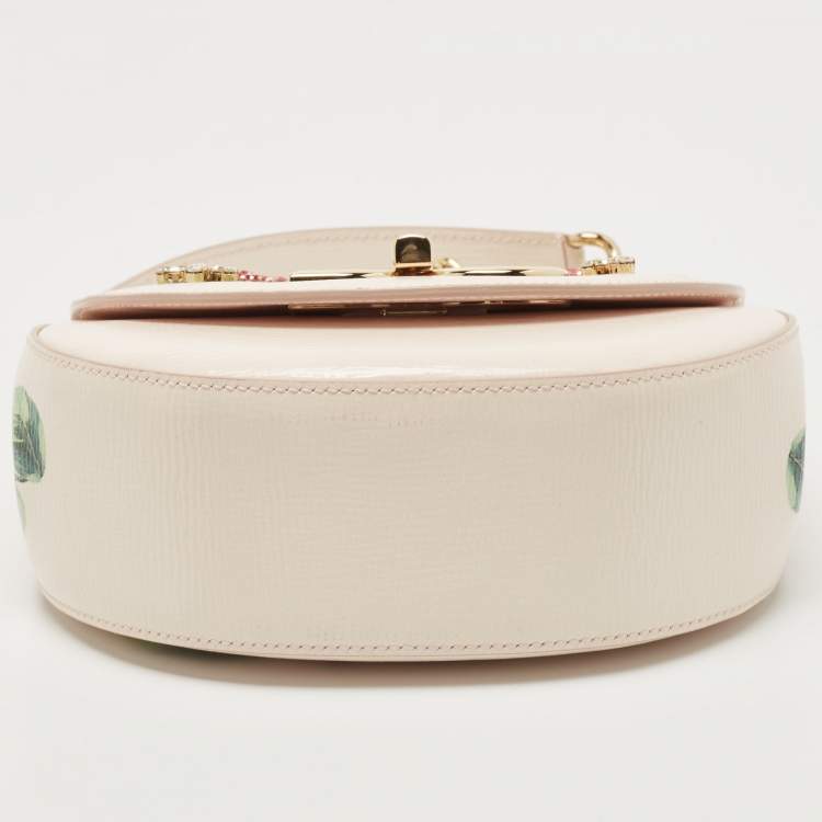 Pre Owned Dolce & Gabbana Light Pink Floral Print Leather Embellished Wifi Bag