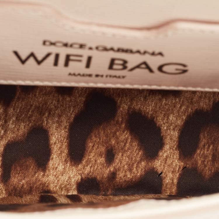 Pre Owned Dolce & Gabbana Light Pink Floral Print Leather Embellished Wifi Bag